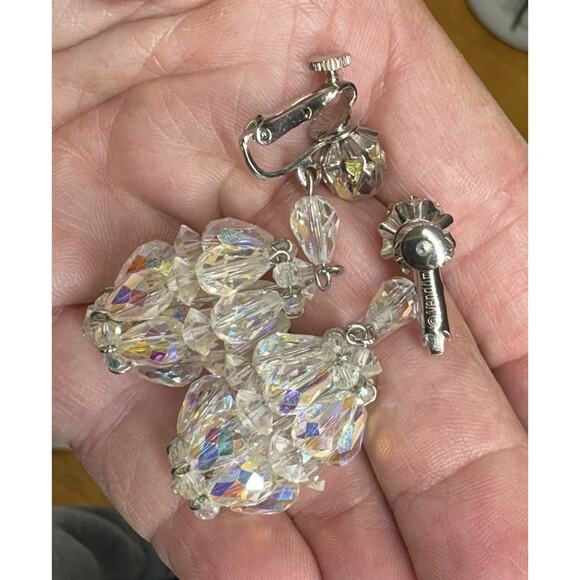 Vintage VENDOME AB Crystal Bead Dangle Earrings Signed Clip On Mcm Mid Century - Picture 6 of 8